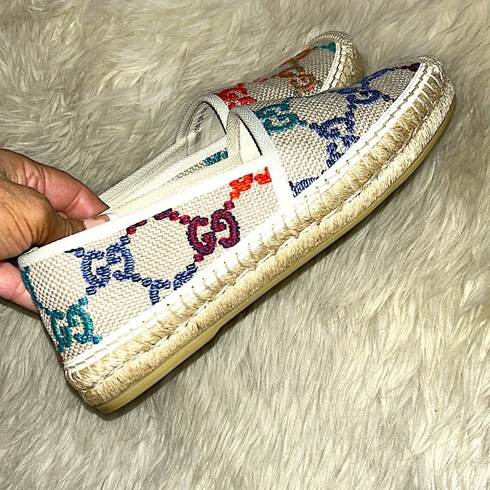 Gorgeous & Authentic GUCCI Logo Printed Canvas Espadrilles Size 38 (Will trade!) - Picture 12 of 16